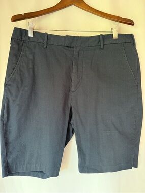 Express Men's Vintage Navy Microdot Flat-Front Shorts